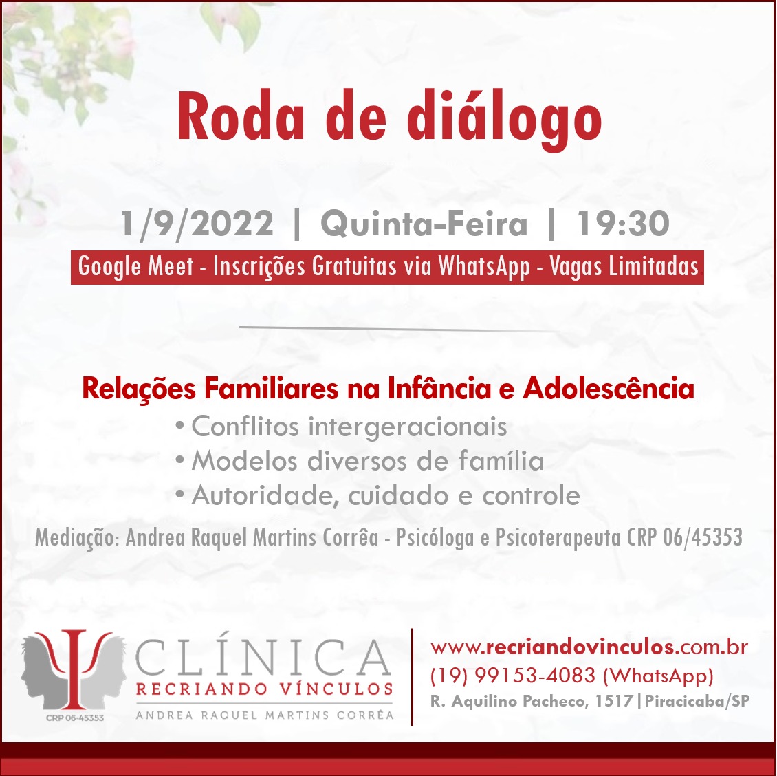 Leia mais sobre o artigo Roda de diálogo: relações familiares